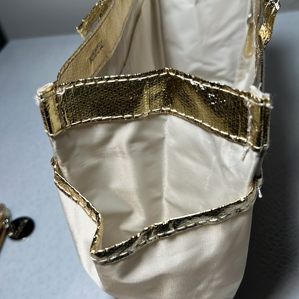 Mark Gold Zipper Bag Vinyl Lining and Tan Gold Vinyl Tote Bag - Picture 6 of 9